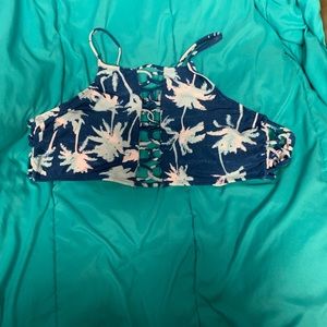 palm tree strappy swim top